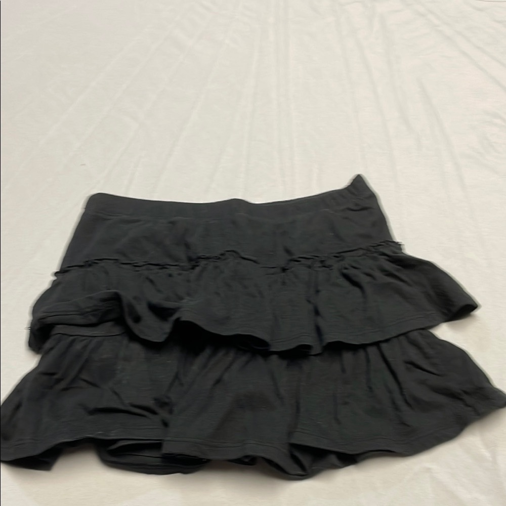 Black Bubble Mini Skirt with Ruffled Tiers